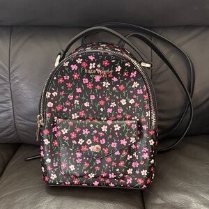 Kate Spade Pink Floral Black Backpack